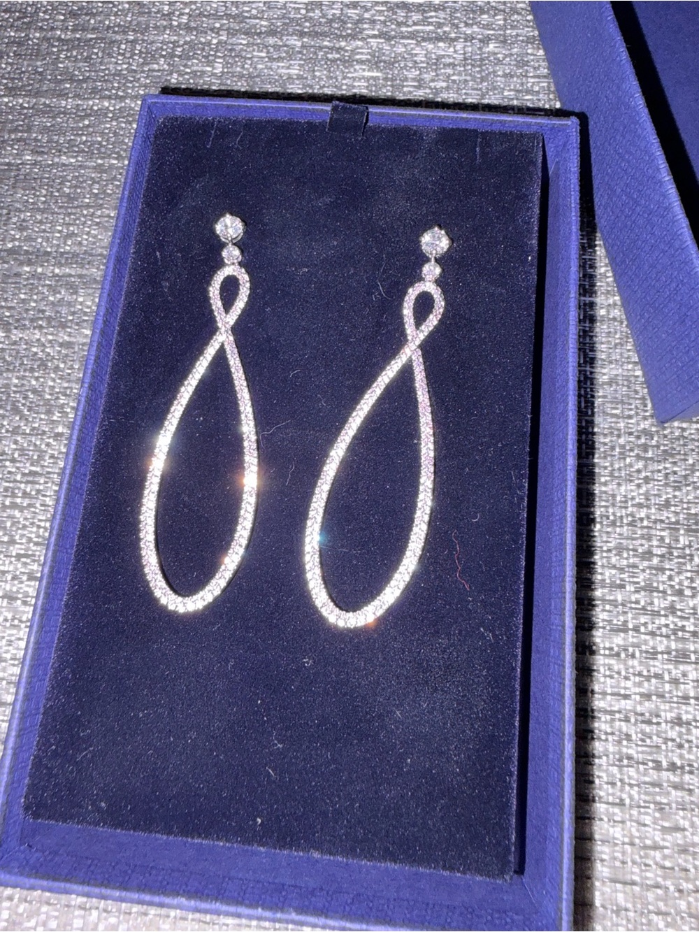 Swarovski Infinity Silver Crystal Large Loop Drop Earrings post back Beautiful